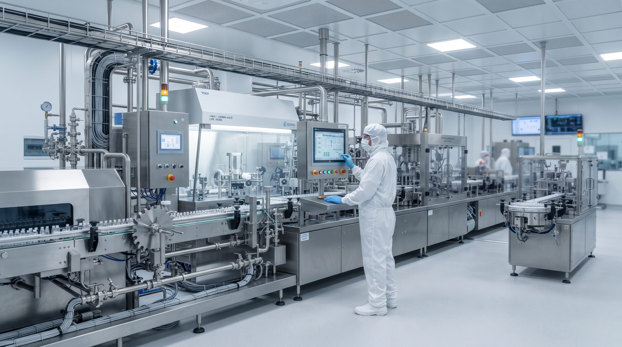 Pharmaceutical production site showing strict adherence to high-demand regulatory manufacturing standards